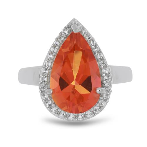 BUY STERLING SILVER NATURAL PARPARADSCHA QUARTZ GEMSTONE CLASSIC RING